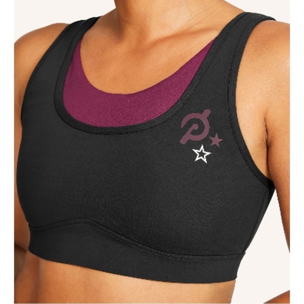 Peloton Women's Renewed Control Double Layer Strappy Sports Bra Black Red Size S